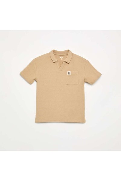 KIABI Honeycomb Knit Polo Shirt White