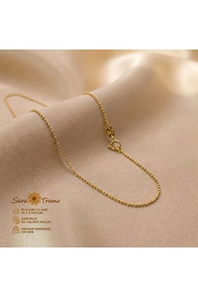 SaraTremo Lanț cu bile unisex Brazilia – 50 cm, placat cu aur de 18K