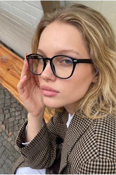 MACERATİ Havana Black Frame Retro Blue Light Protection Ultra Light Women's Blue Block Glasses