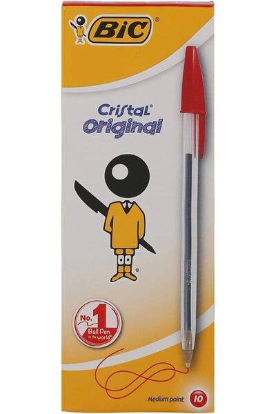 Bic قلم حبر جاف، 10 قطع، أحمر