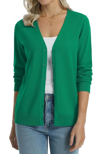 GENERAL QUALFORT Women's 100% Cotton Lightweight Cardigans Long Sleeve Knitte...