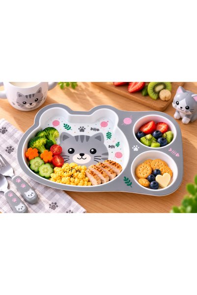 ARVALE 28,5 cm Hayvan Desenli 3 Bölmeli Çocuk Mama Tabağı – Kahvaltı, Yemek v...