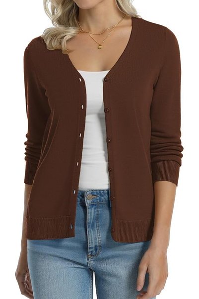 GENERAL QUALFORT Women's 100% Cotton Lightweight Cardigans Long Sleeve Knitte...