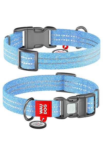 WAUDOG Zgardă pentru câini din bumbac reciclat, cu etichetă QR, reflectorizan...