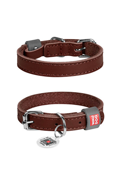 WAUDOG Zgardă de câine din piele Clasic, lățime 12 mm, lungime 19-25 cm, maro