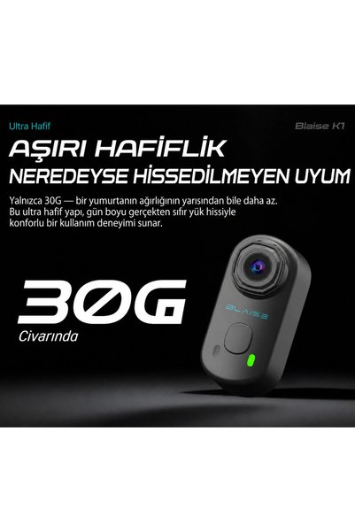 TÜRKMOPET BLAISE K1 4K Aksiyon Kamerası 20 MP + 32 GB SD Kart