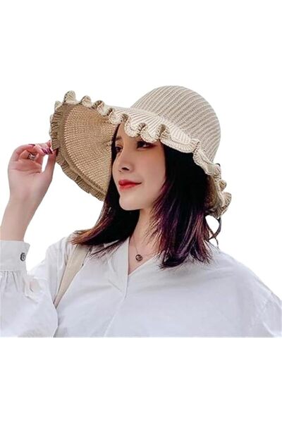 Generic Sun Hats Beach Hats with Bowknot Wide Brim UV UPF 50+ Foldable Packab...
