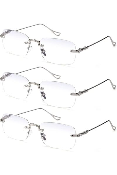TERAISE نظارات قراءة معدنية بدون إطار للرجال/النساء، تحجب الضوء الأزرق - نظار...