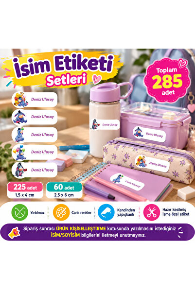 Aysprint Okul Etiketi Kırtasiye Defter Kalem Matara Çanta Kalem - İsme özel o...