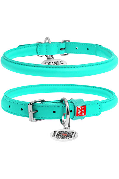 WAUDOG Zgardă din piele pentru câini Glamour QR, rotundă, D 8 mm, L 20-25 cm,...