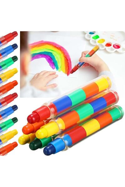 ALMEKAQUZ 15 Pcs Stacking Crayons, Interchangeable 5-Color Buildable Rainbow ...