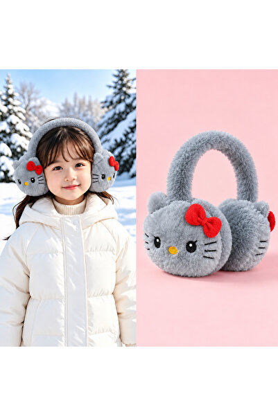 synshop Χαριτωμένη γάτα Hello Kitty με μοτίβο γκρι για νεαρά κορίτσια, βελούδ...