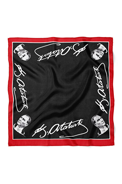 nehir eşarp Ataturk Signature Pattern Scarf Bandana 50X50 cm
