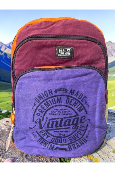 Old Cotton Quality Colorful Vintage Casual Design Backpack Travel School Trav...