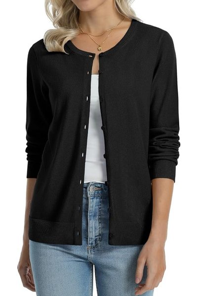 GENERAL QUALFORT Women's 100% Cotton Lightweight Cardigans Long Sleeve Knitte...