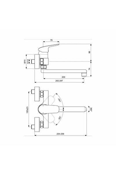 Vivis Baterie de bucătărie Ceraflex cu montare pe perete