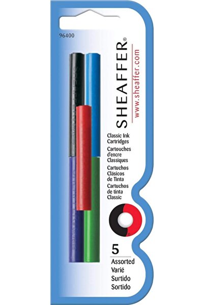 Sheaffer خراطيش حبر كلاسيكية لأقلام الحبر، أزرق/أسود، عبوة من 5 قطع (96310)