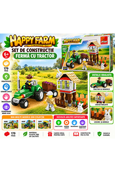 Generic Brand Happy Farm Building Set, Farm with Tractor and Trailer, 179 pie...