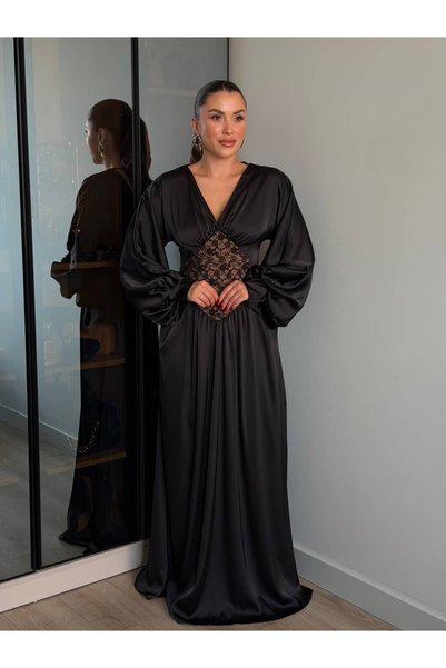 ROUPAS COLLECTİON Claris Dantel Saten Elbise