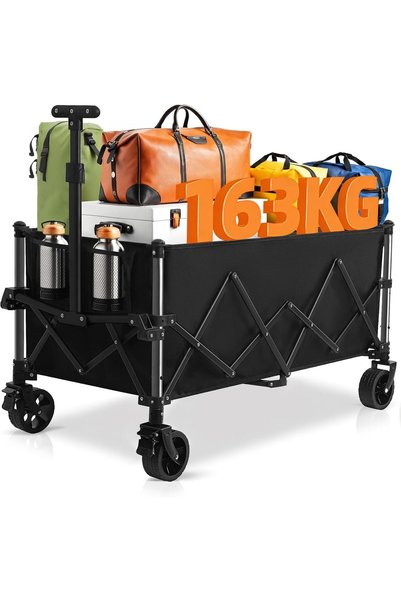 Favoyard Folding Cart, 220L, Capacity 163 kg, 55 x 100 x 101 cm, 360° Swivel ...