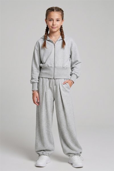 DMB BOYS & GIRLS Dmb Girl's Pleated Single Bottom Pants 9-14 Years Old Gray