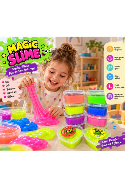 esell Magic Slime Kalp Kutu Renkli Slime