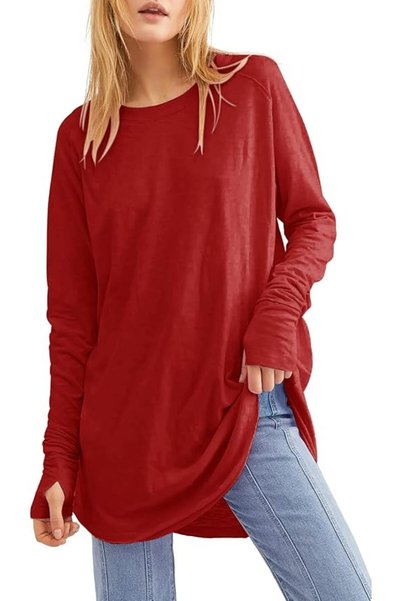 GENERAL Ebifin Long Sleeve Women's Long Shirt Crew Neck Long Sleeve Top Shirt...