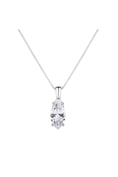 OEM Women's Necklace 925 Silver, rhodium plated, silver crystal, Marquise, ch...