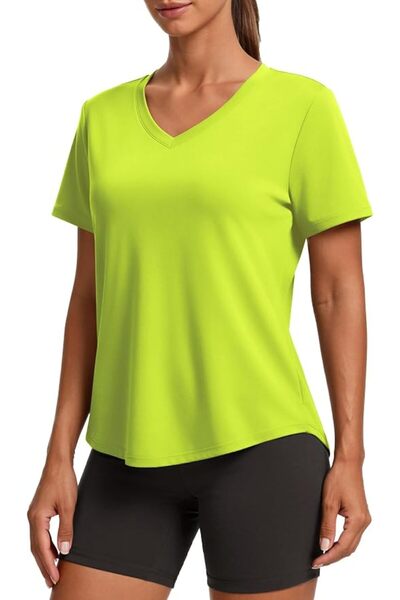 GENERAL PINSPARK V Neck Workout Tops for Women Short Sleeve Quick Dry Shirts