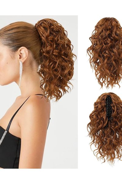 Flufymooz Hair Extension, 30 cm, Wavy, Voluminous, Clip-In, Heat-Resistant, S...