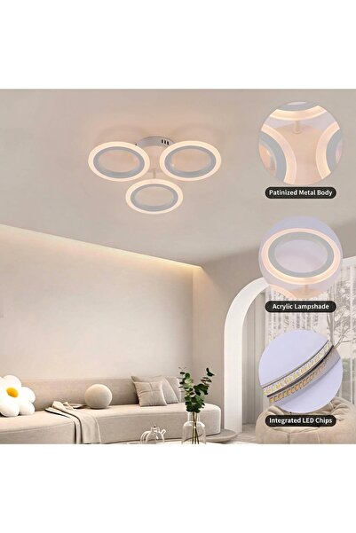Dotail Candelabru LED, 36W, 2100 lm, 36.5 x 36.5 x 8 cm, 3000K/4500K/6000K, Reglabil, Telecomandă, Metal