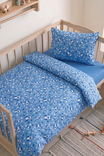 Rivaİstanbul Blue Navetta 100% Cotton Baby Duvet Cover Set