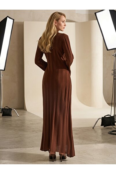 liva triko Women's Tricot Long Dress with Twill