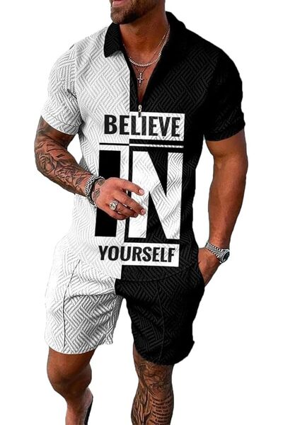GENERAL BIRW Men‘s Track Suits 2 Piece Summer Short Sets Outfits Fashion Polo...