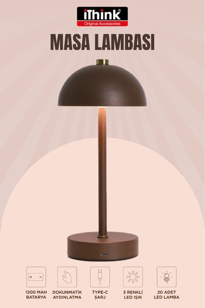 iThink Original Accessories ŞARJLI MASA LAMBASI DOKUNMATİK 3 RENK IŞIKLI LAMBA D20