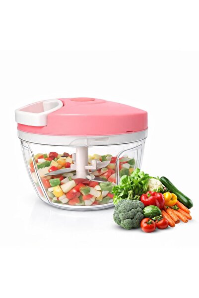 Generic Manual Vegetable Chopper 500ml | 3 Stainless Steel Blades | Easy Pull...