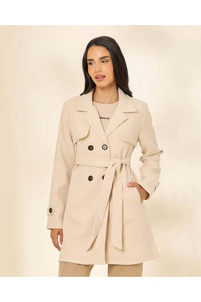 REDTAG Women Beige Double Breasted Jacket