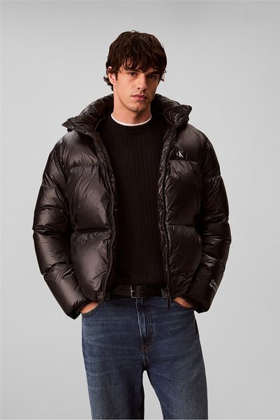 Calvin Klein Ls Glossy Detachable Hd Down Puf Erkek Şişme Mont Siyah