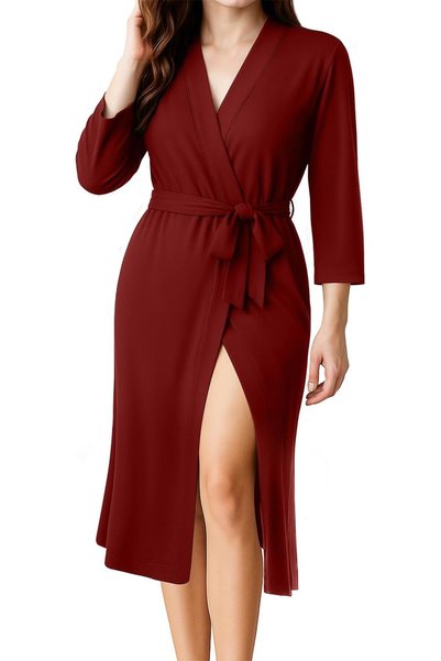 NY Threads womens Knit Robe - High Waist Belt Luxurious, Casual, Relaxed