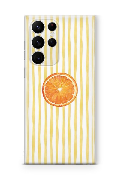 FLAMENKO Samsung Galaxy S23 Ultra Compatible Orange Slice Patterned Transpare...