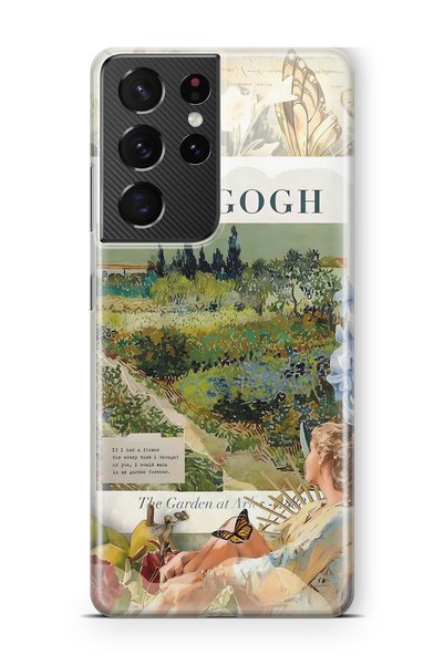 FLAMENKO Samsung Galaxy S21 Ultra Compatible Van Gogh Art Patterned Transparent Phone Case