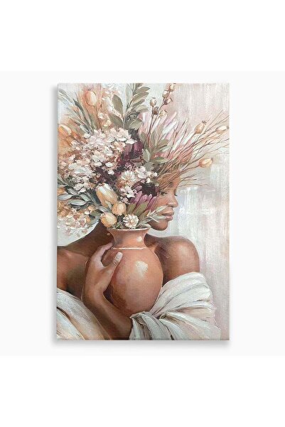 Luxcanva Tablou Canvas Portret Cu Vas De Flori 100x150 cm pe Sasiu Lemn Femei...