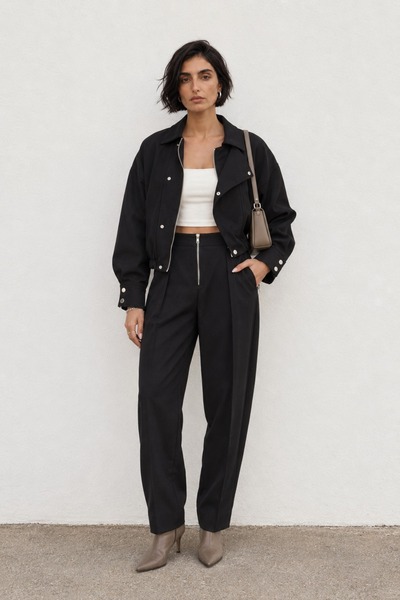 Bak'ap Premium Trend Fermuar Detaylı Oversize Bomber Ceket -Pantolon Noktur 3...