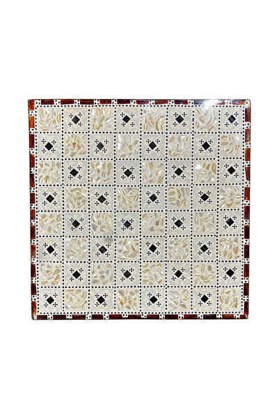 Ebrişim Mısır Sadaf Tarzlı İşlemeli Satranç Takımı - 30x30 cm