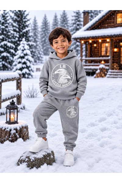LB little bosses طقم رياضي شتوي للأطفال للجنسين (LB KARTAL)