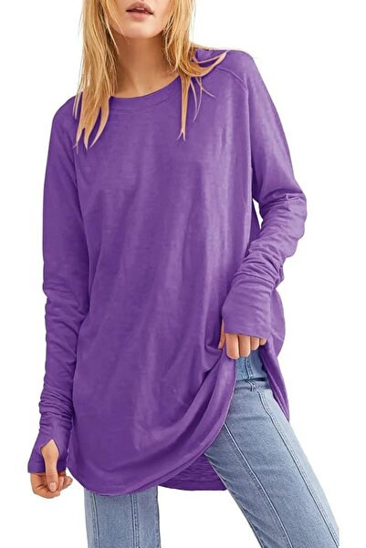 GENERAL Ebifin Long Sleeve Women's Long Shirt Crew Neck Long Sleeve Top Shirt...
