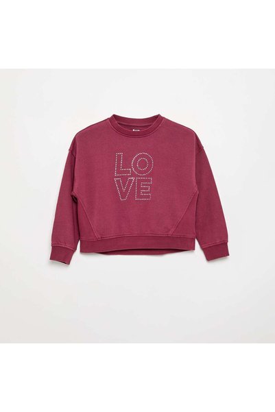 KIABI Sweatshirt With Rhinestone Stars Purple