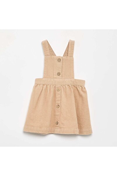 KIABI Corduroy Pinafore Dress Beige
