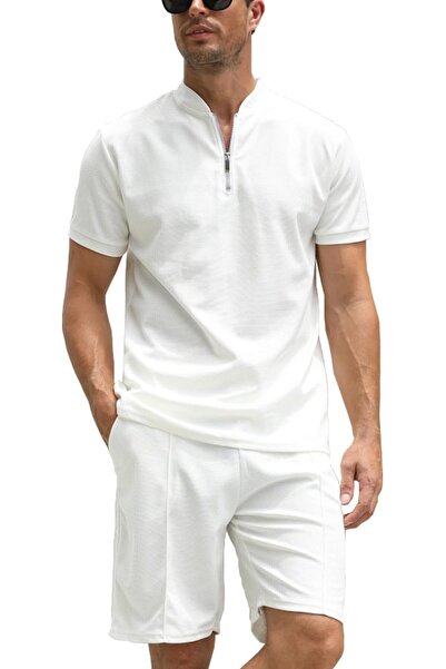 GENERAL Men's Shirts Shorts Set Tracksuit 2 Pieces Outfits Zip Beach Walking ...
