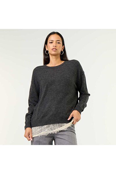 KIABI سترة مزينة بالدانتيل باللون الرمادي